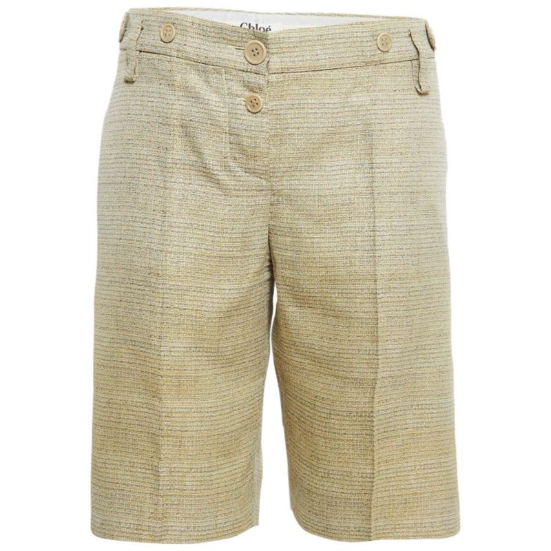 Women's Beige Patterned Regular Shorts