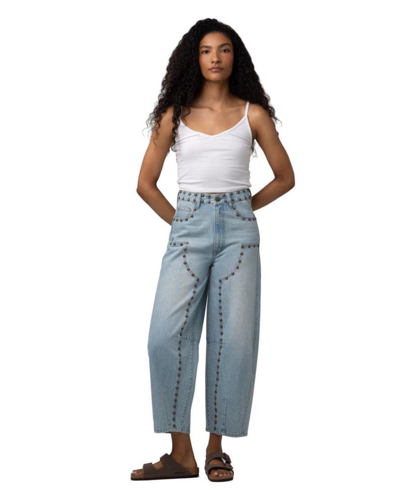 Women's Franklin High-Waisted Studded Light Rinse Denim Jeans