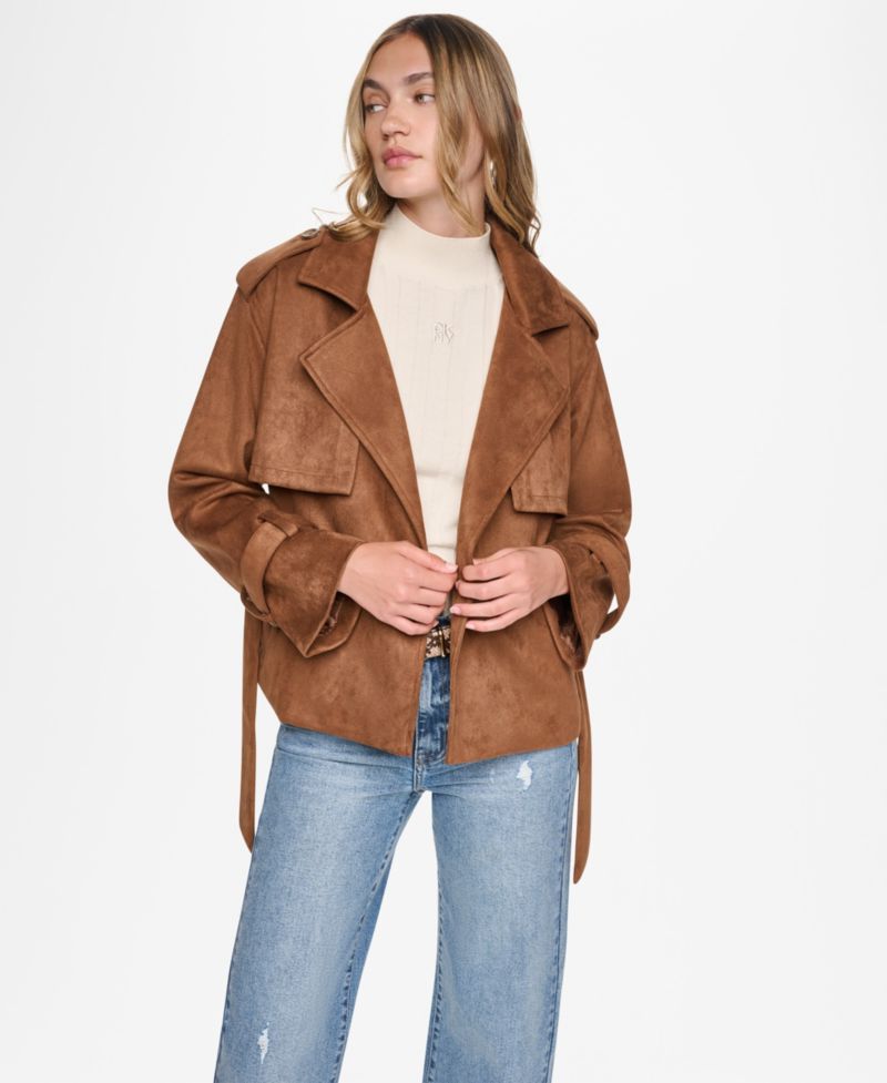 Women's Faux Suede Short Trench Jacket