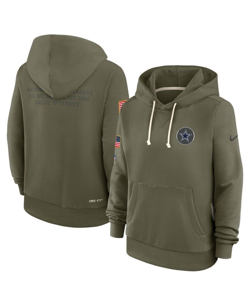 Women's Olive Dallas Cowboys 2025 Salute to Service Sideline Standard Issue Dri-FIT Hoodie