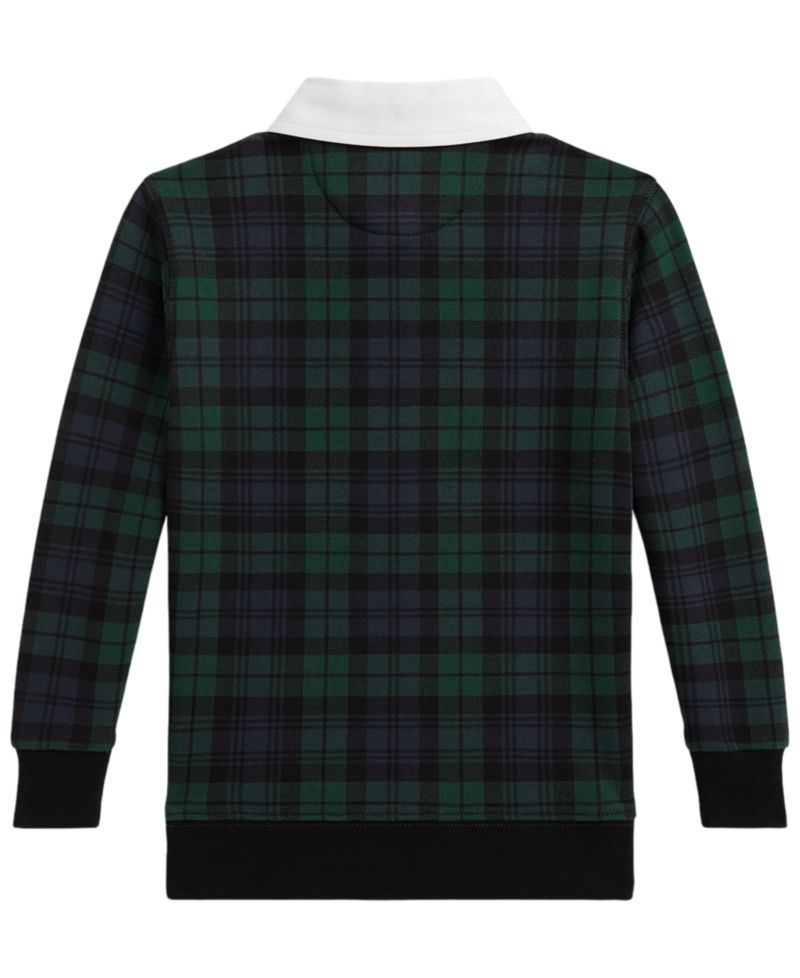 Boys' 2T-7 Polo Bear Plaid Rugby Sweatshirt
