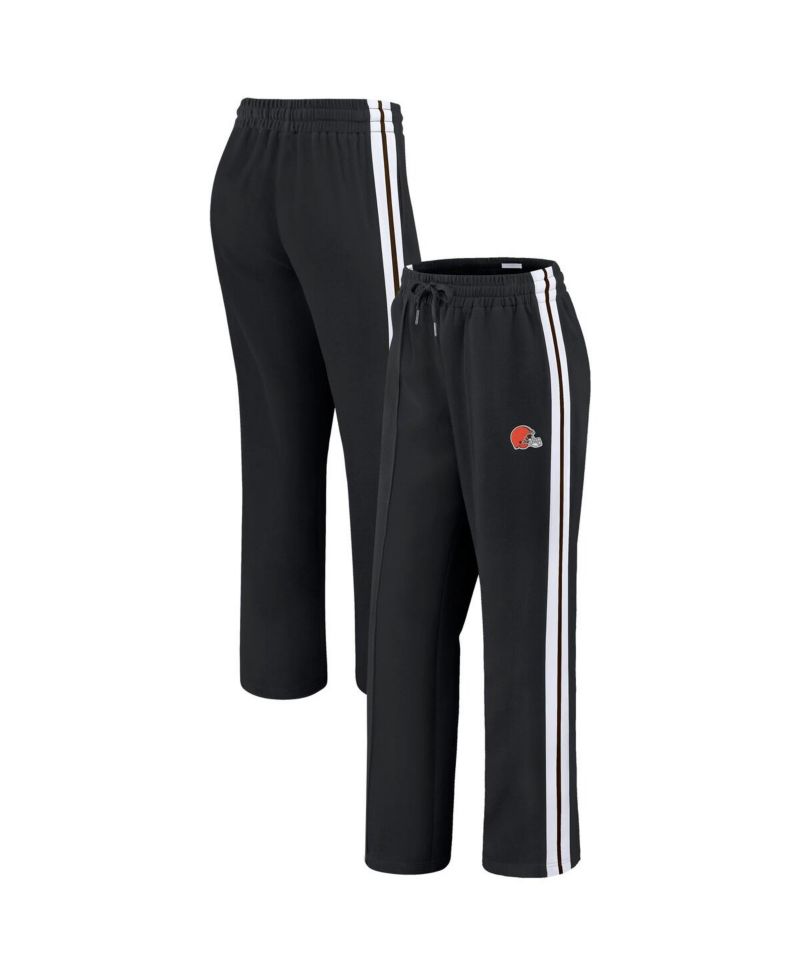 Women's Black Cleveland Browns Color Block Straight Leg Pants
