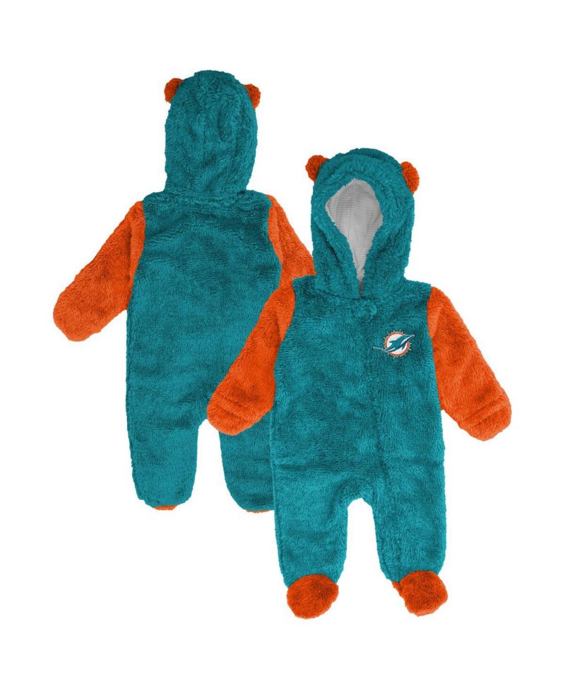 Baby Boys and Girls Aqua Miami Dolphins Stay Napping Fleece Bunting Full-Zip Sleeper