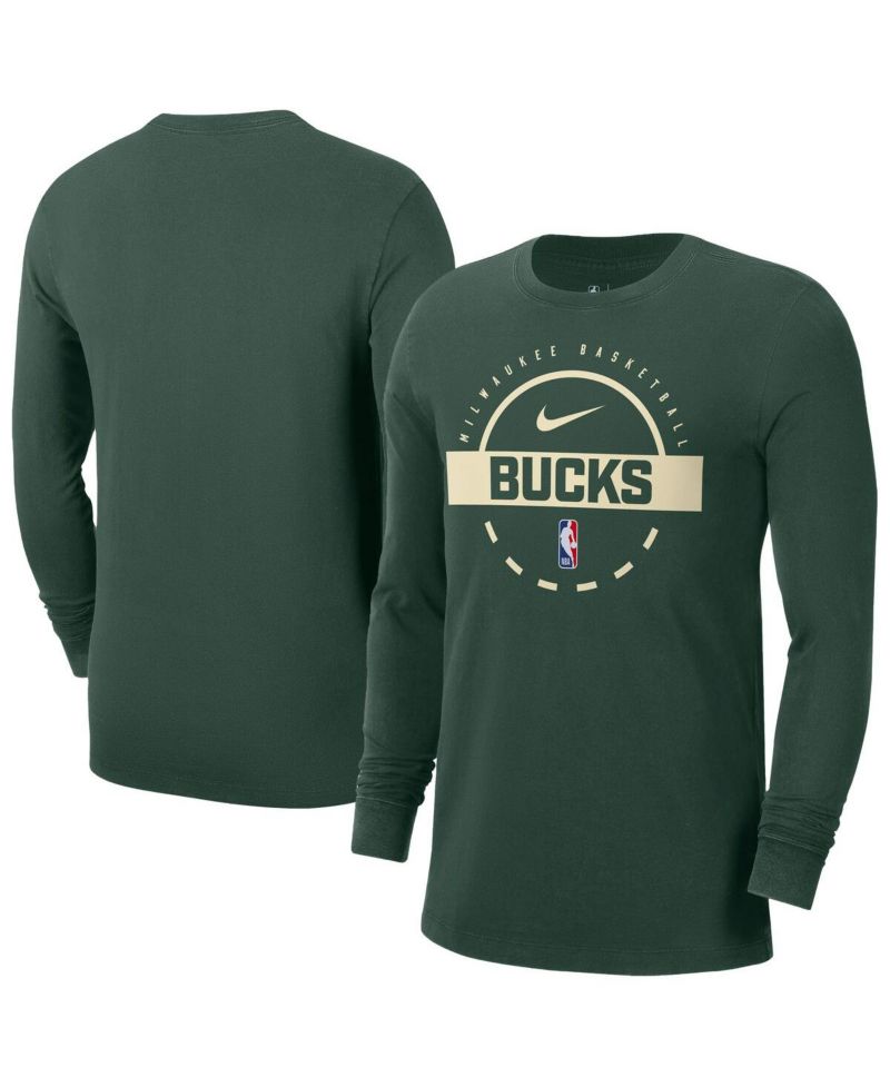 Men's Hunter Green Milwaukee Bucks Authentic Long Sleeve Practice T-Shirt