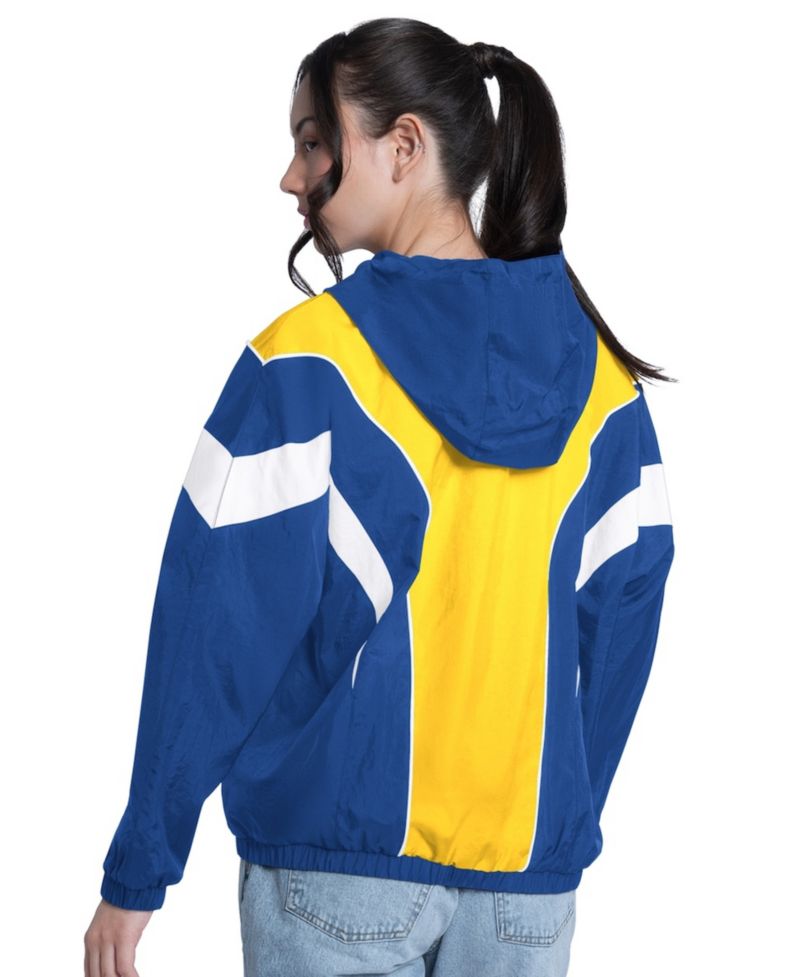 Women's Royal/Gold Golden State Warriors Quarterback Lightweight Oversized Full-Zip Jacket