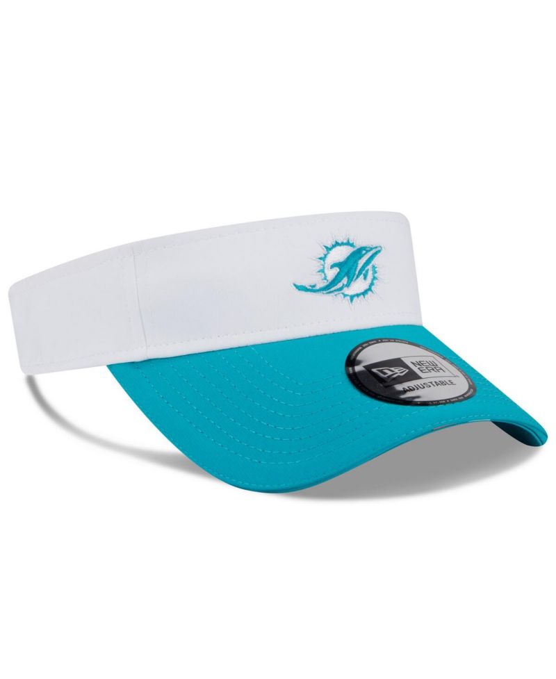 Men's White/Aqua Miami Dolphins 2025 NFL Training Camp Adjustable Visor Hat