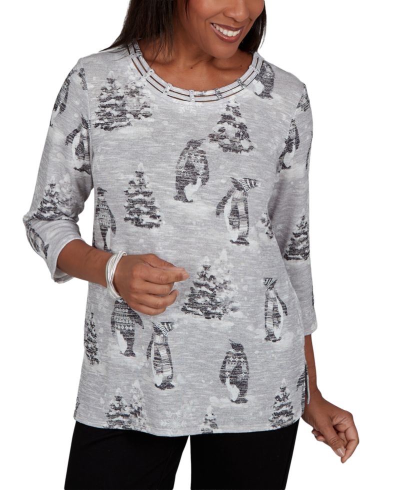 Women's Classic Penguins And Trees Knit Top