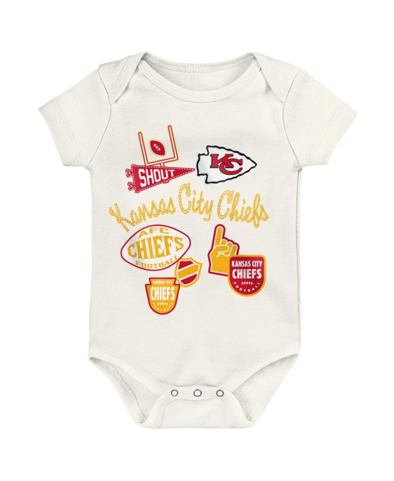 Baby Boys and Girls 3-Piece Kansas City Chiefs Littlest Player Bodysuit Set