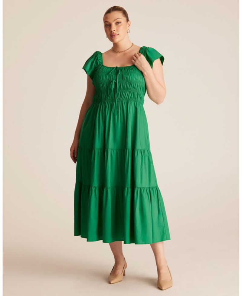 Women's Alana Cotton Tiered Fit Flare Midi Dress