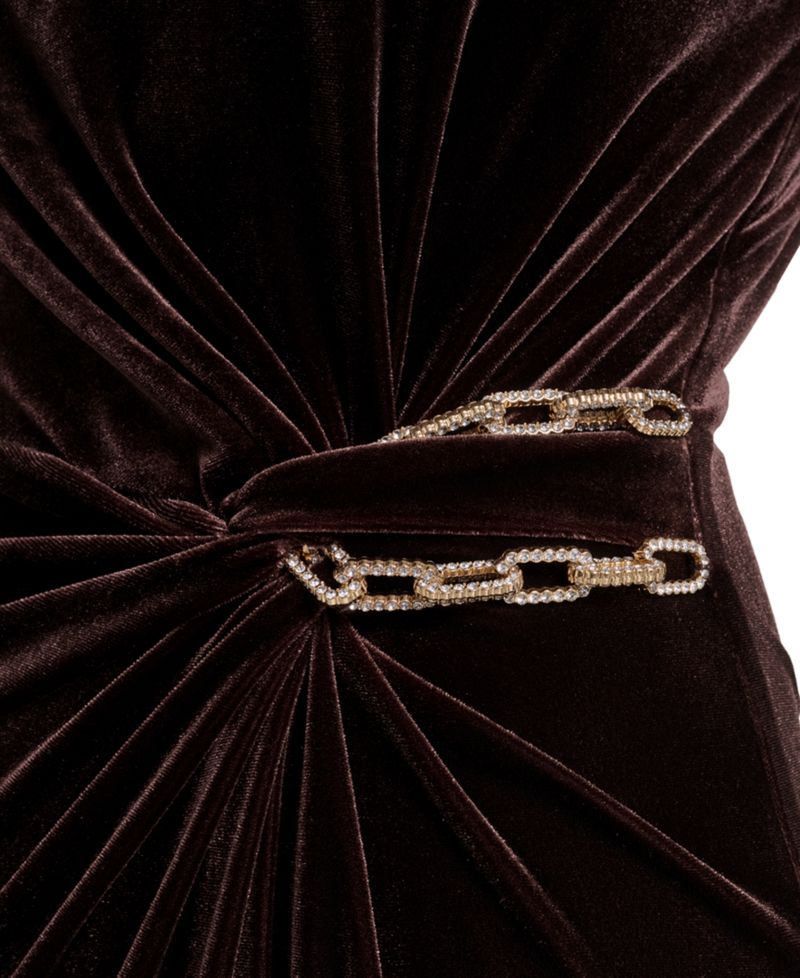 Women's Long-Sleeve Crew Neck Cocktail Gown