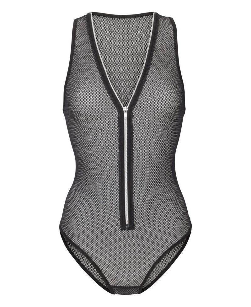 Women's Zipper Detail Mesh Everyday Comfort Lingerie Teddy