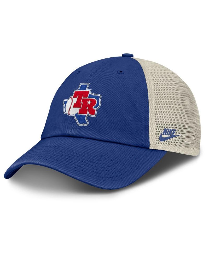 Men's Royal/Natural Texas Rangers Cooperstown Collection Club Trucker Adjustable Hat