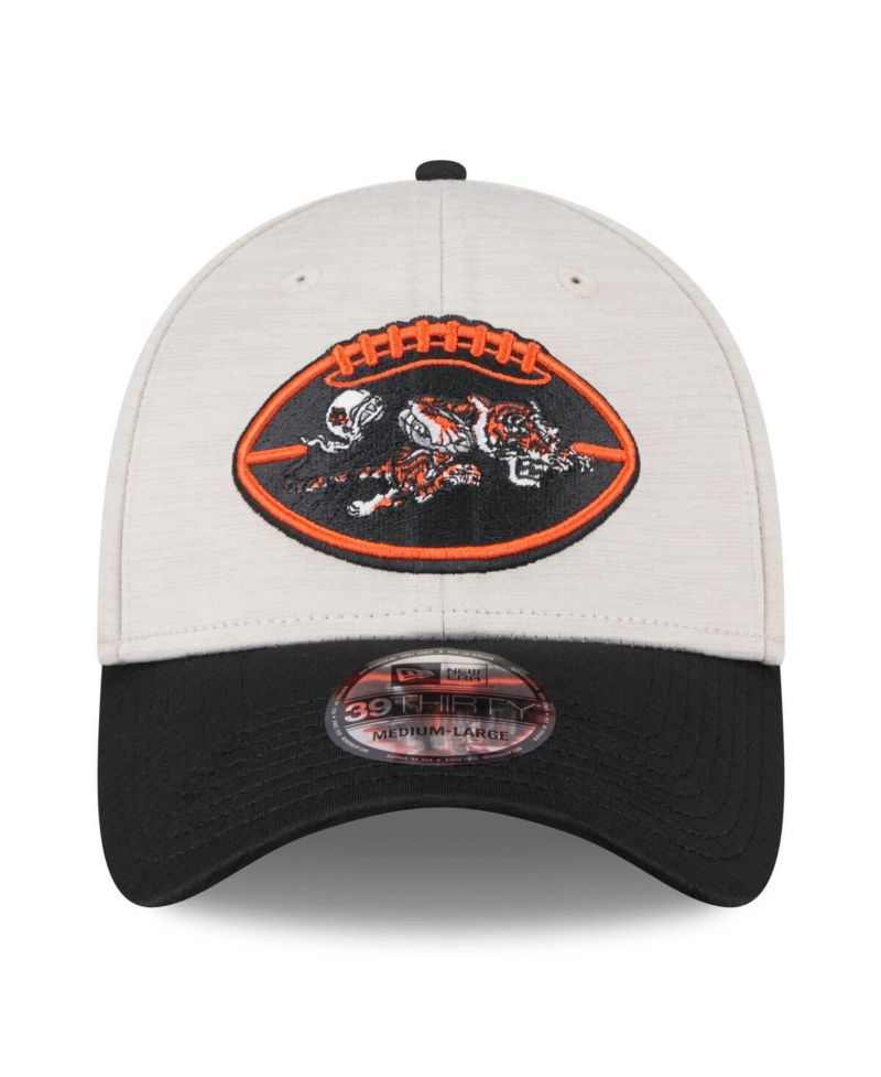 Men's Stone/Black Cincinnati Bengals 2024 Sideline Historic 39THIRTY Flex Hat