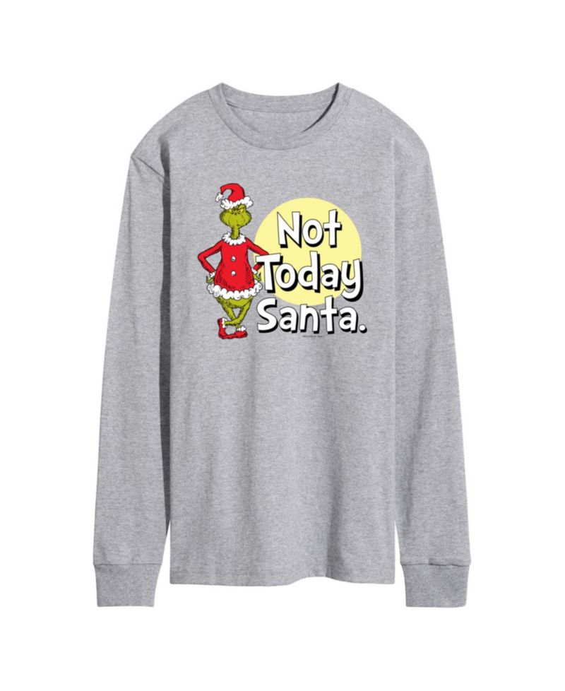 Men's The Grinch Not Today Santa Long-Sleeve Graphic T-Shirt