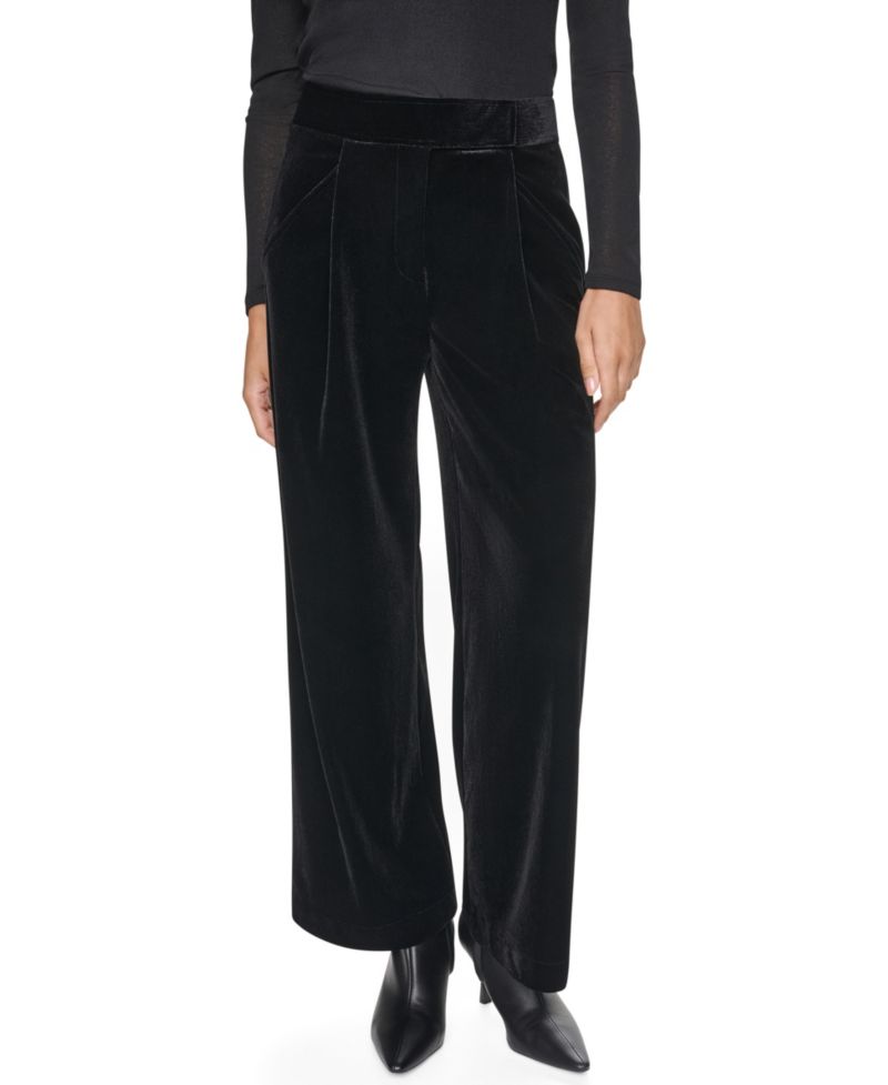 Petite Velvet Wide-Leg Trousers