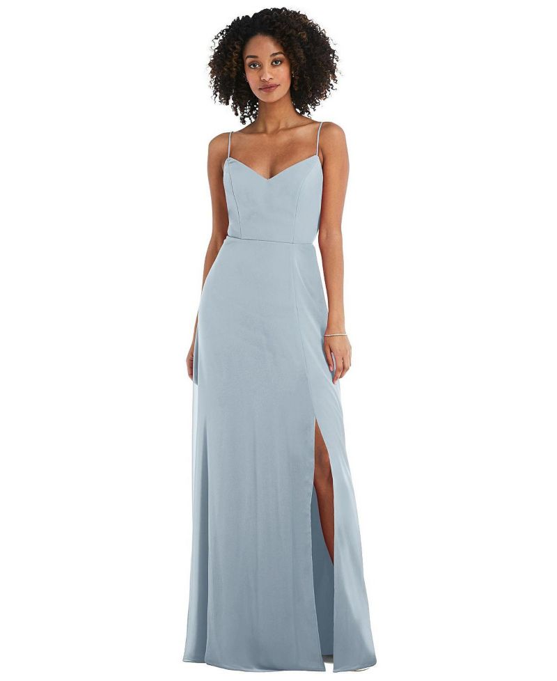 Women's Tie-Back Cutout Maxi Dress with Front Slit
