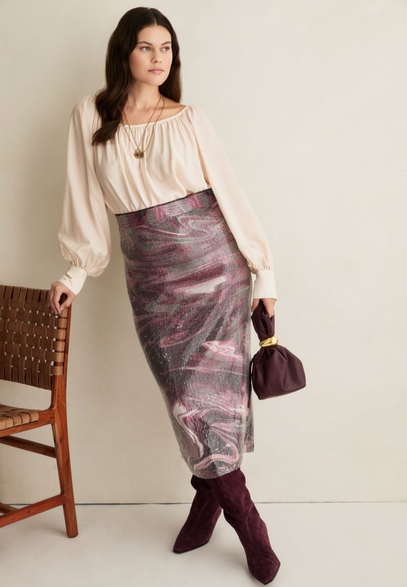Women's Boat Neck Balloon-Sleeve Blouse
