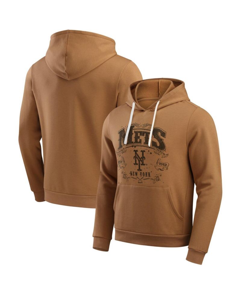 Men's Tan New York Mets Camp Fleece Pullover Hoodie