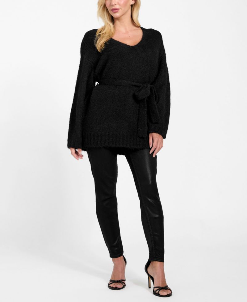 Women's Kiyoka V-Neck Tie-Waist Long-Sleeve Sweater