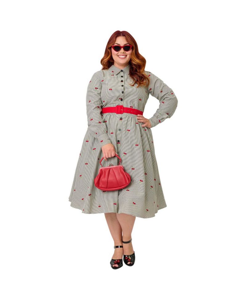 Plus Size Long Sleeve Belted Shirt Dress