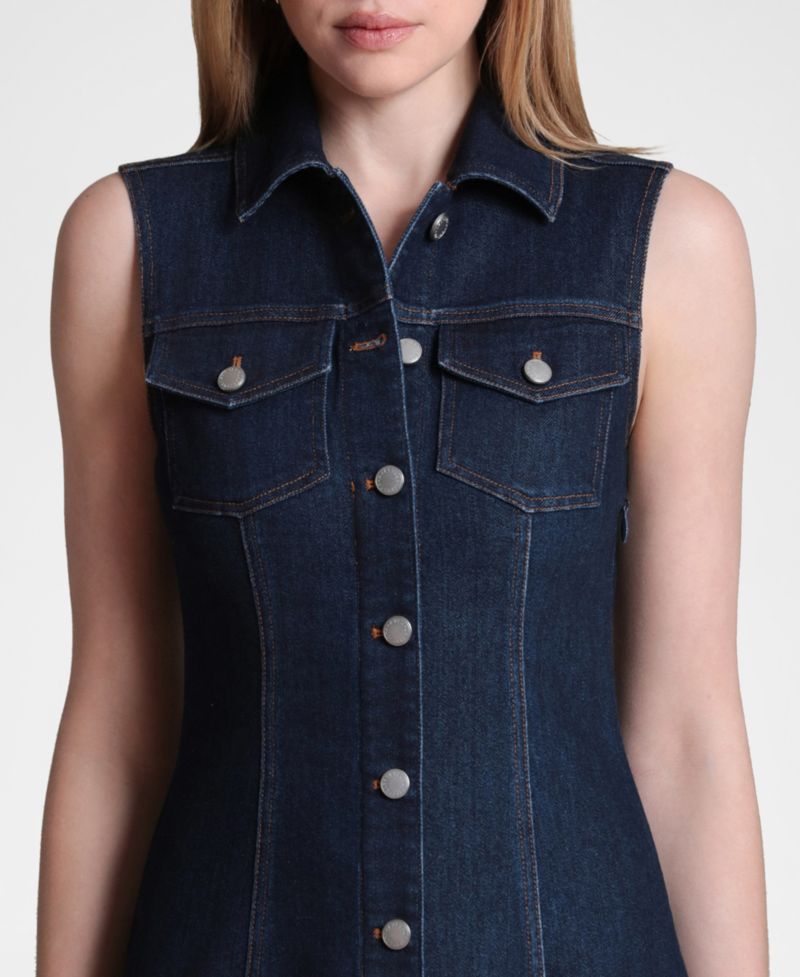 Women's Sleeveless Stretch Denim Dress
