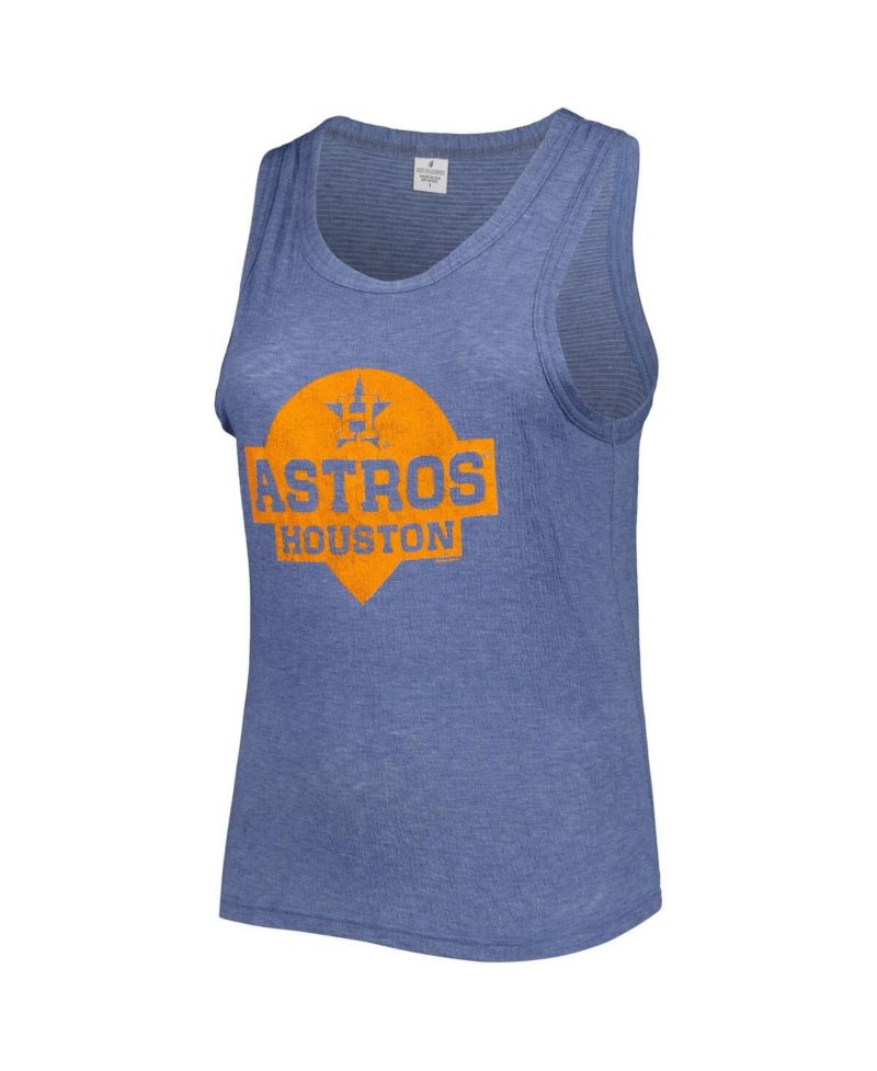 Women's Navy Houston Astros Plus Size High Neck Tri-Blend Tank Top