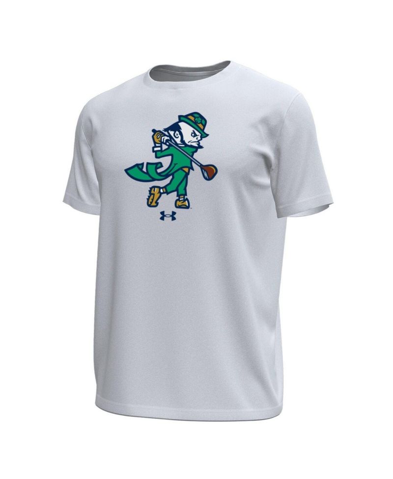 Men's White Notre Dame Fighting Irish Golf Leprechaun Tech Stretch T-Shirt