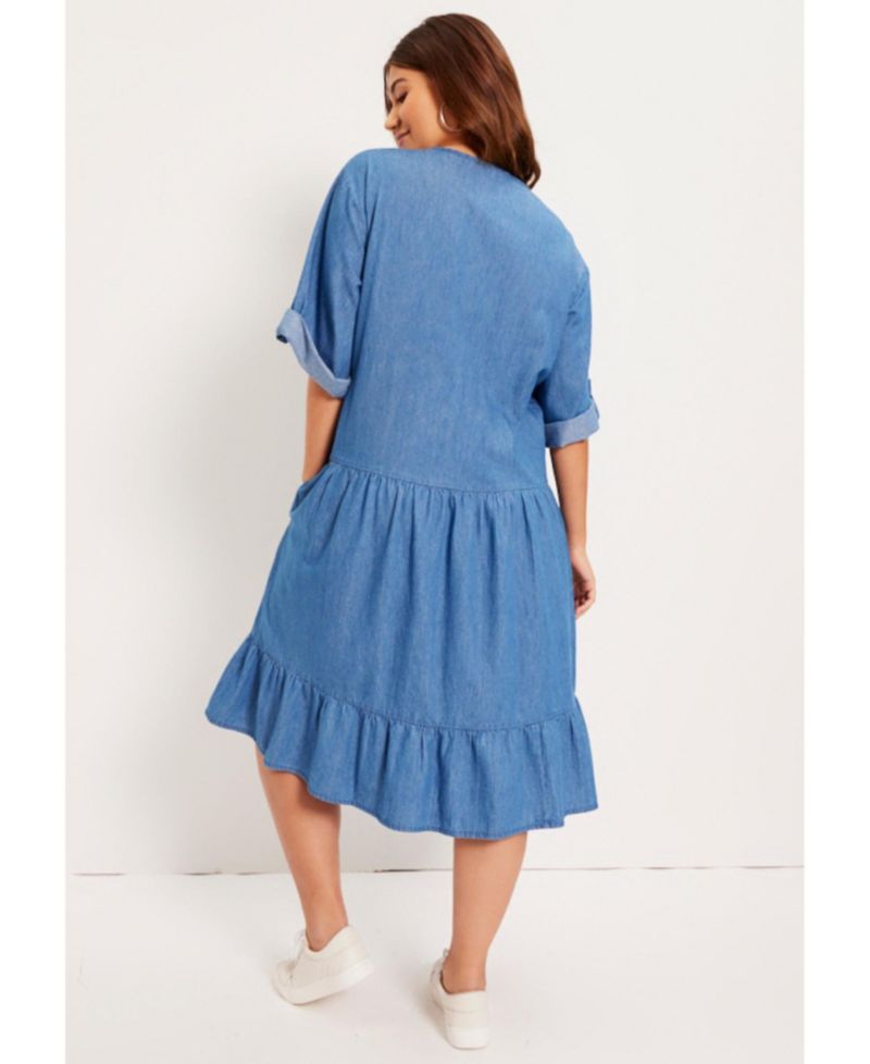 Women's June and Vie Ruffled Denim Dress