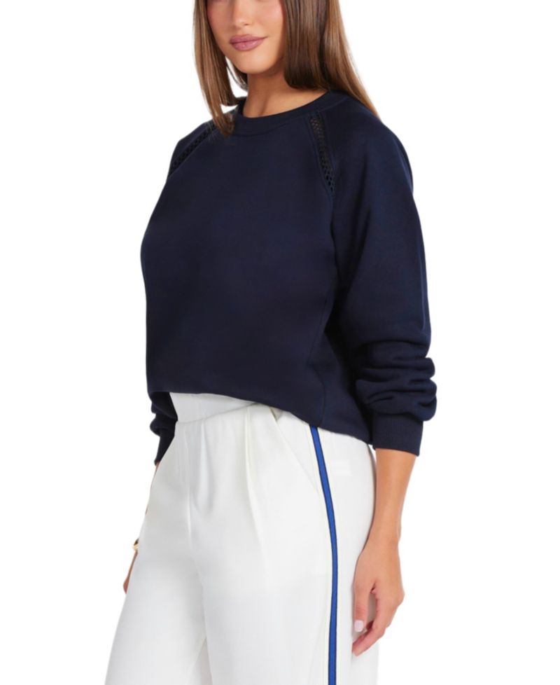 Women's Belmond Long Sleeve Scoop Neck Open-Knit Accents Sweatshirt
