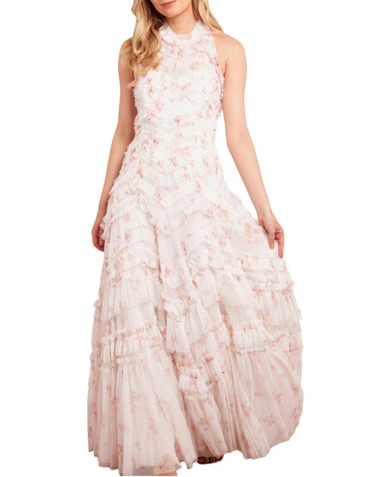 Women's Magnolia Ditsy Elia Halter Neck Gown