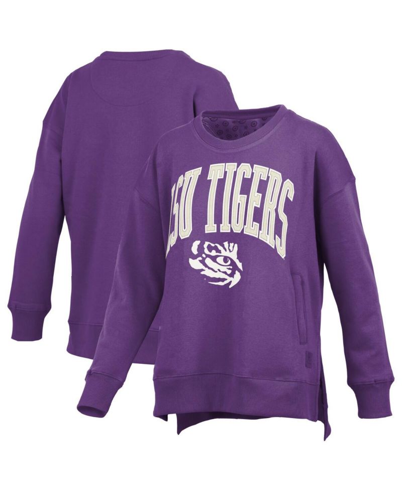 Women's Purple LSU Tigers Pocketed Arch Pullover Sweatshirt