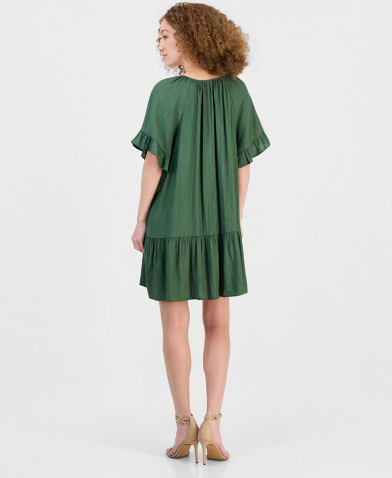 Women's Tie-Neck Ruffled Tiered Dress