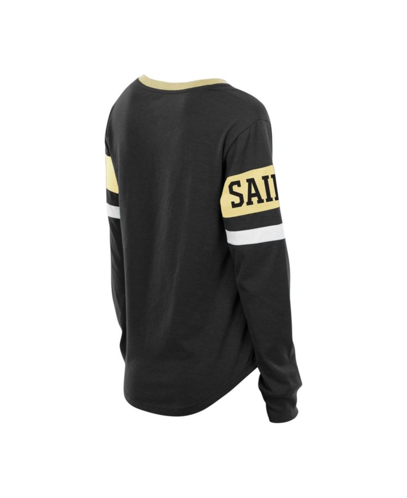 Women's Plus Size New Orleans Saints Throwback Lace-Up Long Sleeve T-Shirt