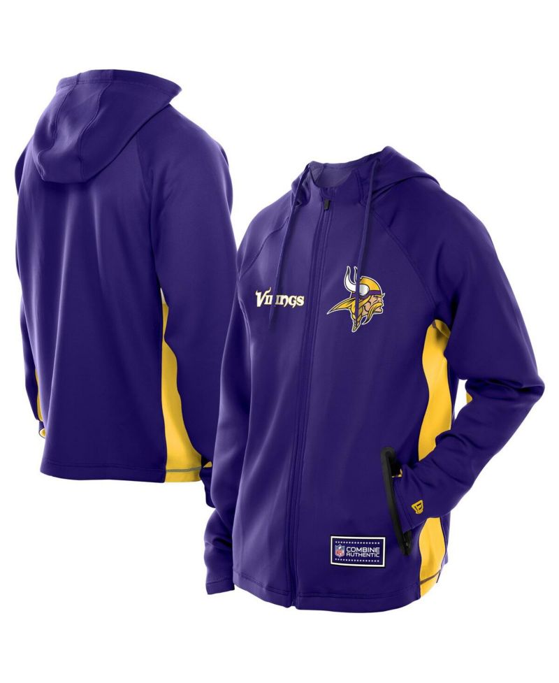 Men's Purple Minnesota Vikings Combine Authentic Raglan Scuba Full-Zip Hoodie