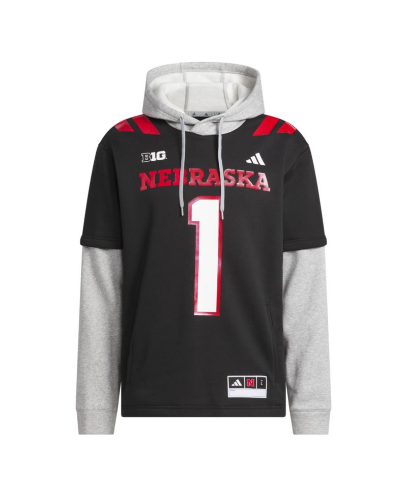 Men's Black Nebraska Huskers Our Red Burns Brighter Strategy Jersey Hoodie