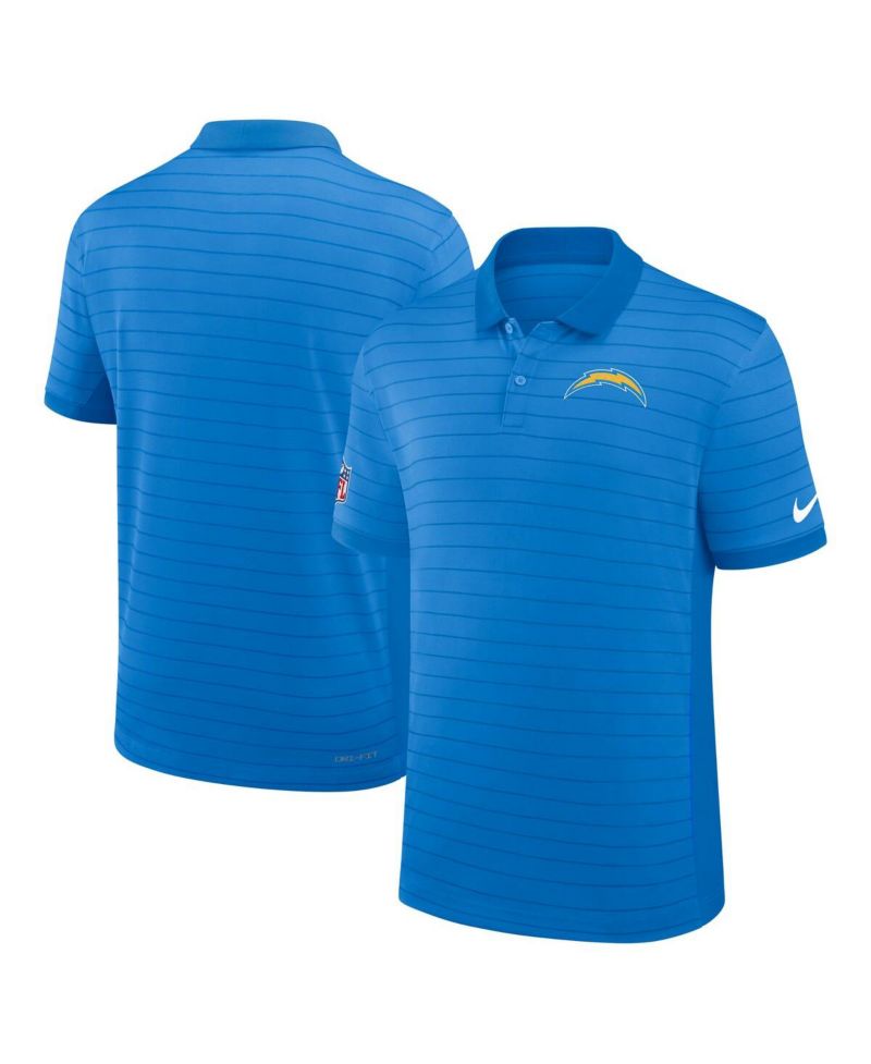 Men's Powder Blue Los Angeles Chargers Sideline Victory Stripe Performance Polo Shirt