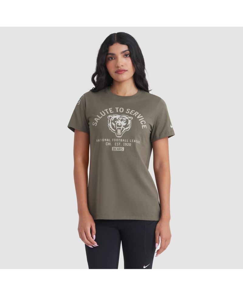 Women's Olive Chicago Bears 2025 Salute to Service Sideline T-Shirt