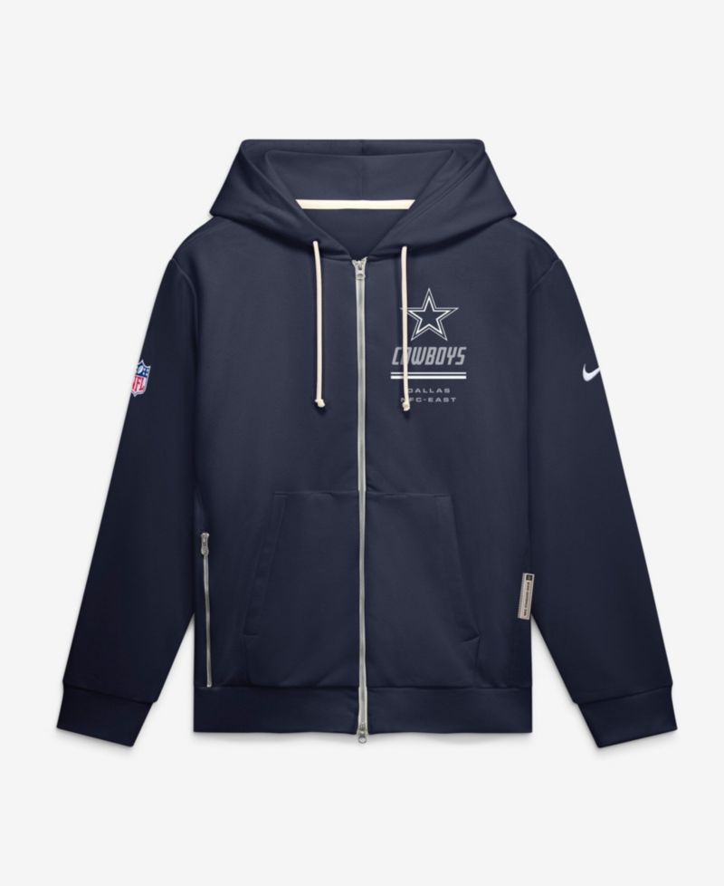 Men's Navy Dallas Cowboys Sideline Standard Issue Quarterback Scramble Dri-FIT Full-Zip Hoodie
