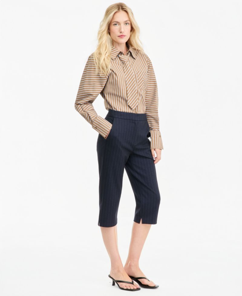 Women's Pinstripe Skinny-Leg Suiting Capris
