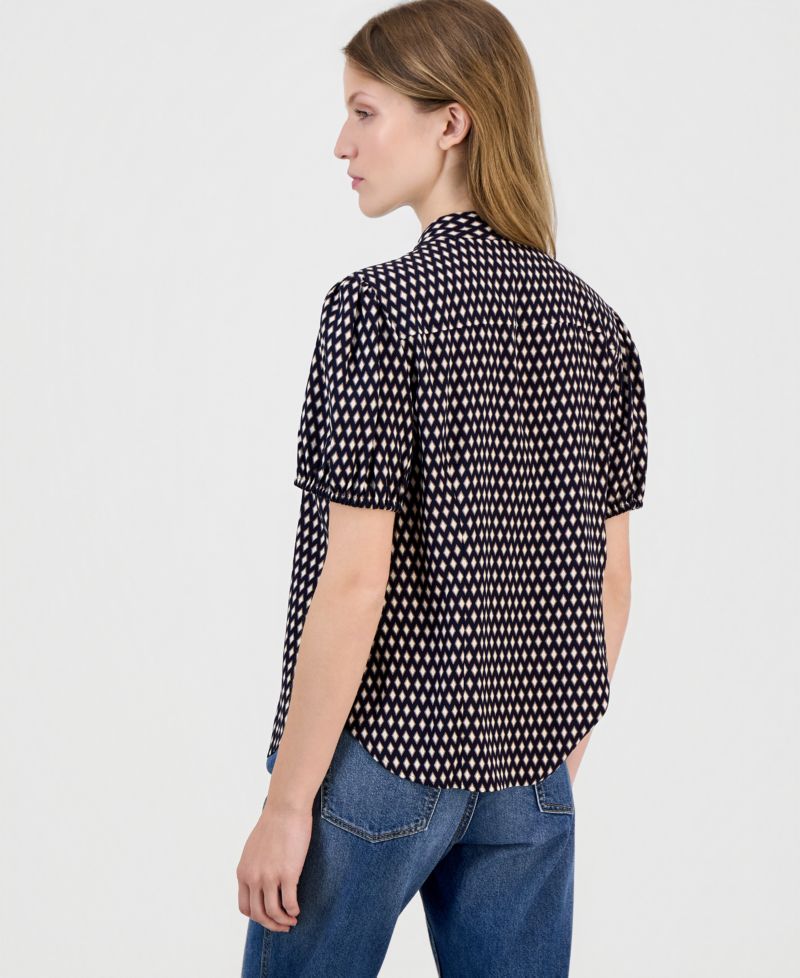 Women's Printed Puff-Sleeve Button-Front Shirt