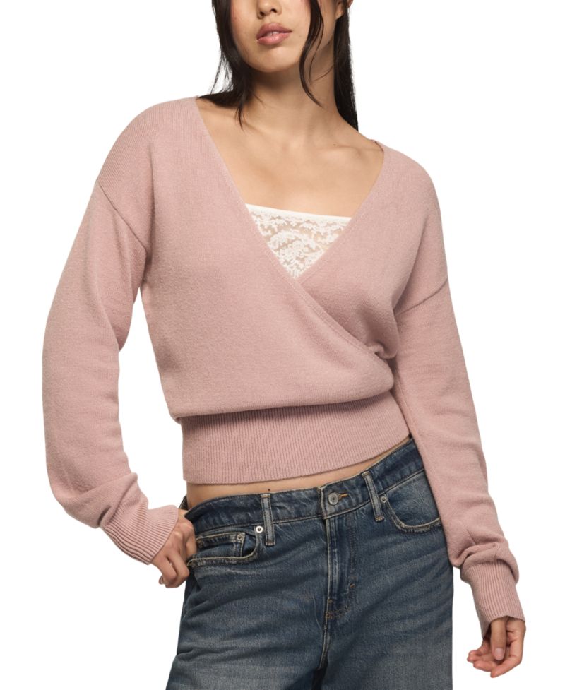 Women's Cloud Surplice V-Neck Long-Sleeve Sweater