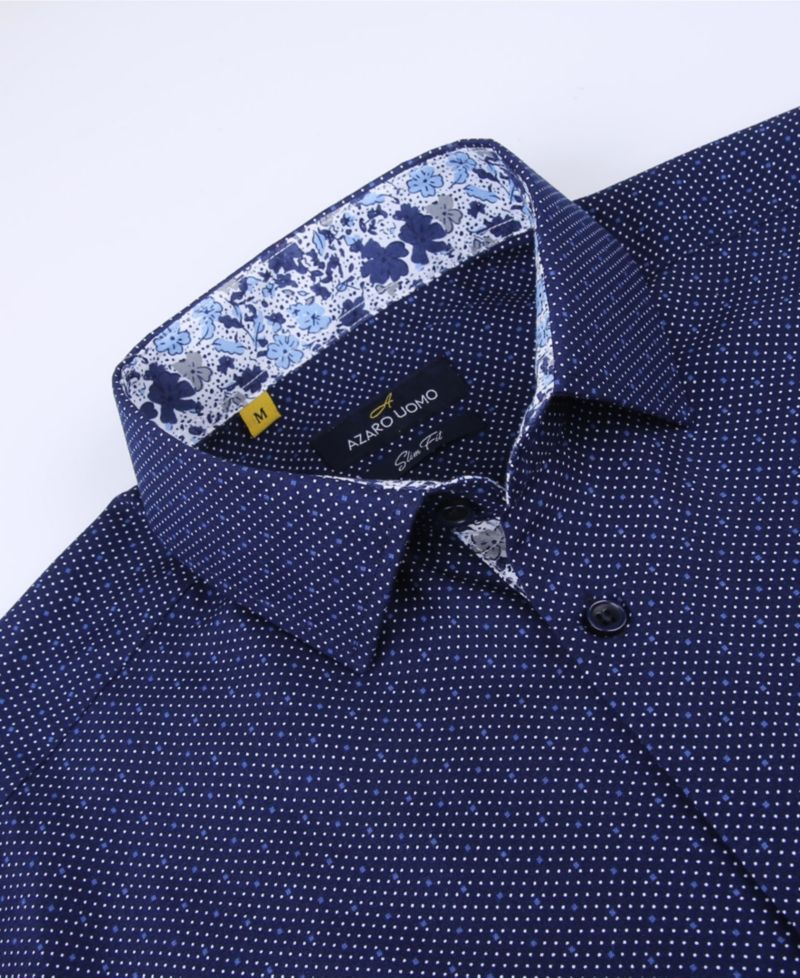 Men's Slim Fit Business Nautical Button Down Dress Shirt