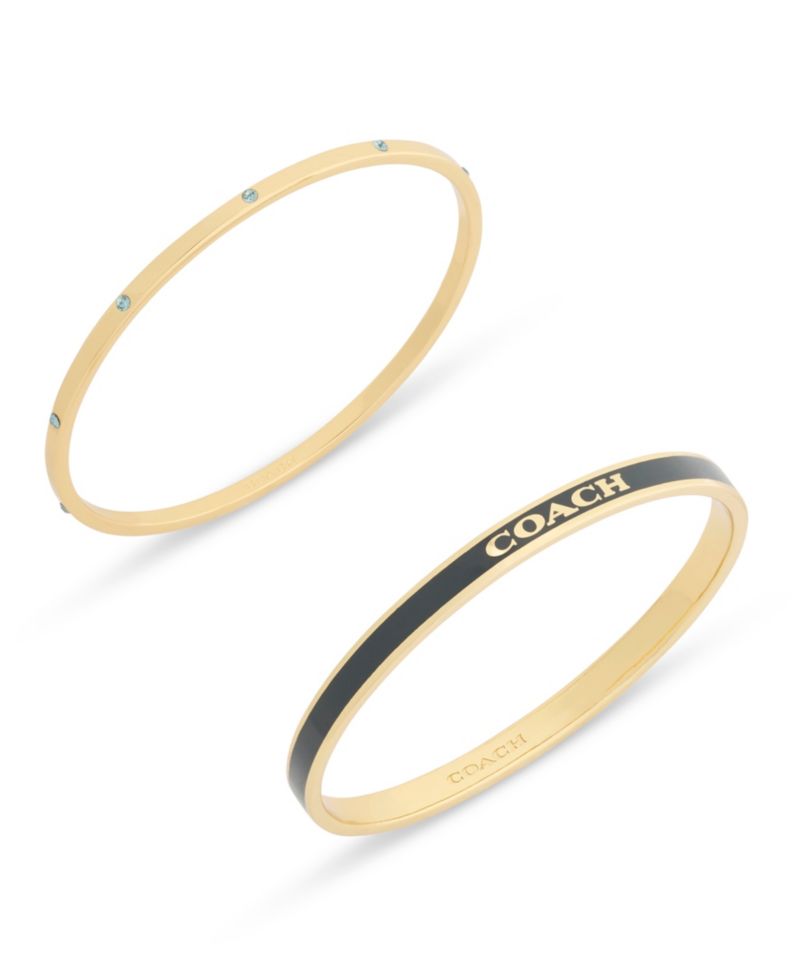 Faux-Stone Signature Logo Enamel Stone Duo Bangle Bracelet