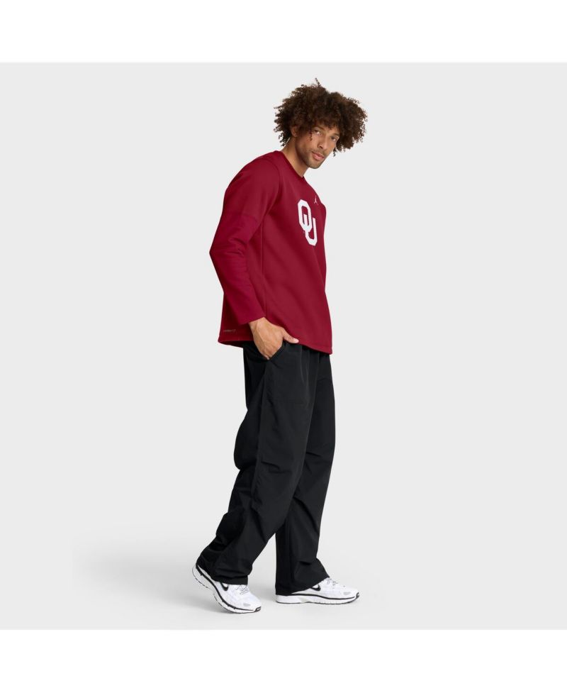Men's Crimson Oklahoma Sooners 2025 Sideline Coach Performance Long Sleeve T-Shirt