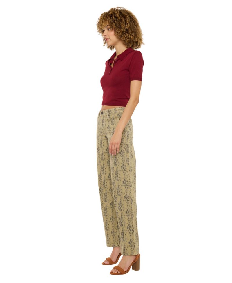 Women's Snakeskin Print Mid Rise Slim Wide-Leg Jeans