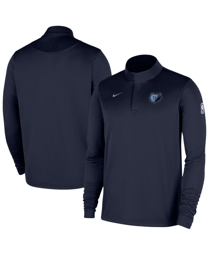 Men's Navy Memphis Grizzlies 2025/26 Authentic Coaches Quarter-Zip Dri-Fit Hoodie