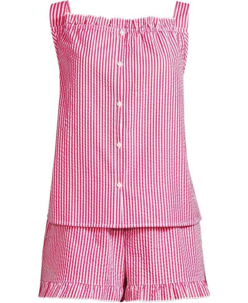 Women's Seersucker 2 Piece Pajama Set - Tank and Shorts