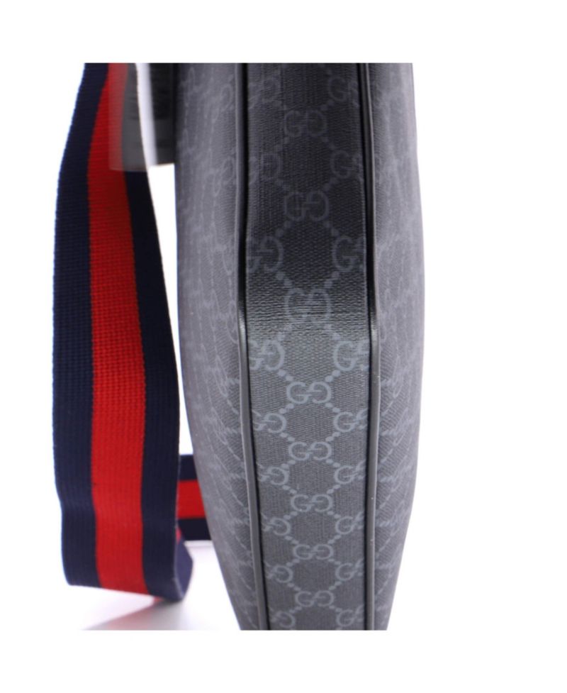 Medium Web Strap Front Zip Messenger Bag GG Coated Canvas