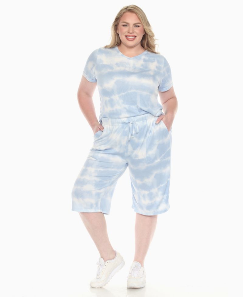 Plus Size Short Sleeve and Capri Lounge Set