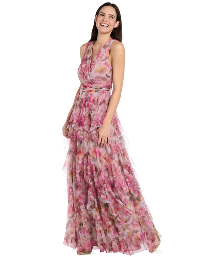 Petite V-Neck Printed Dress